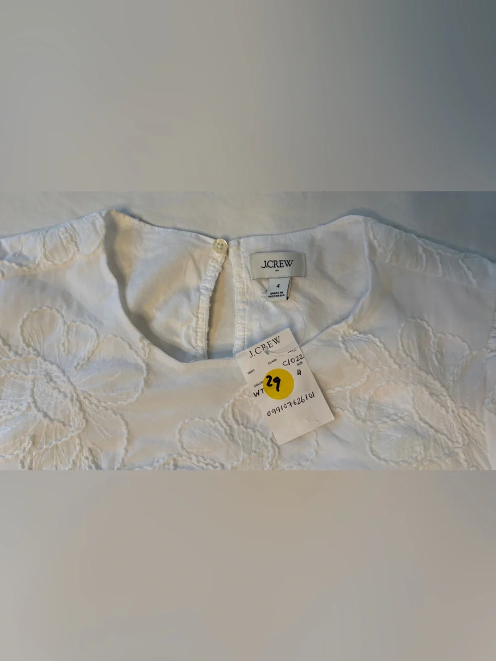 J.CREW Women’s White Cotton Embroidered Floral Shift Dress Size 4 NWT $148 MSRP